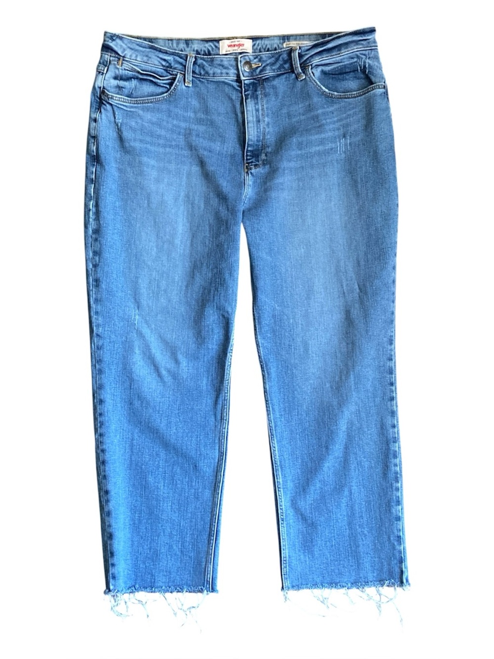 Wrangler | Women’s High-Rise Rodeo Straight Leg Crop Jeans Raw Hem  | Size 18